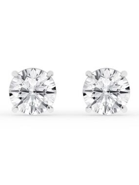 White Diamond Silver Stud Earrings
